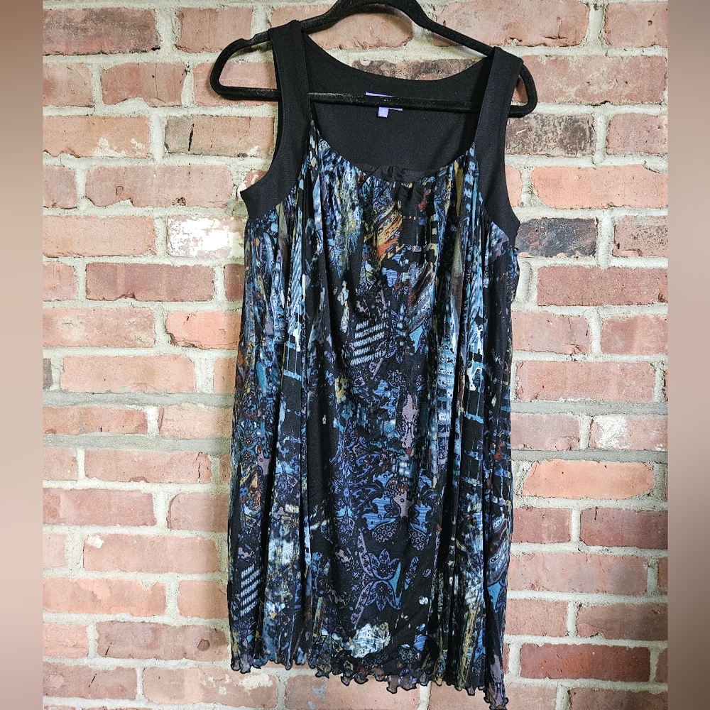 Vivienne Tam m Small Sleeveless Sheath Dress Pleated Babydoll tunic length